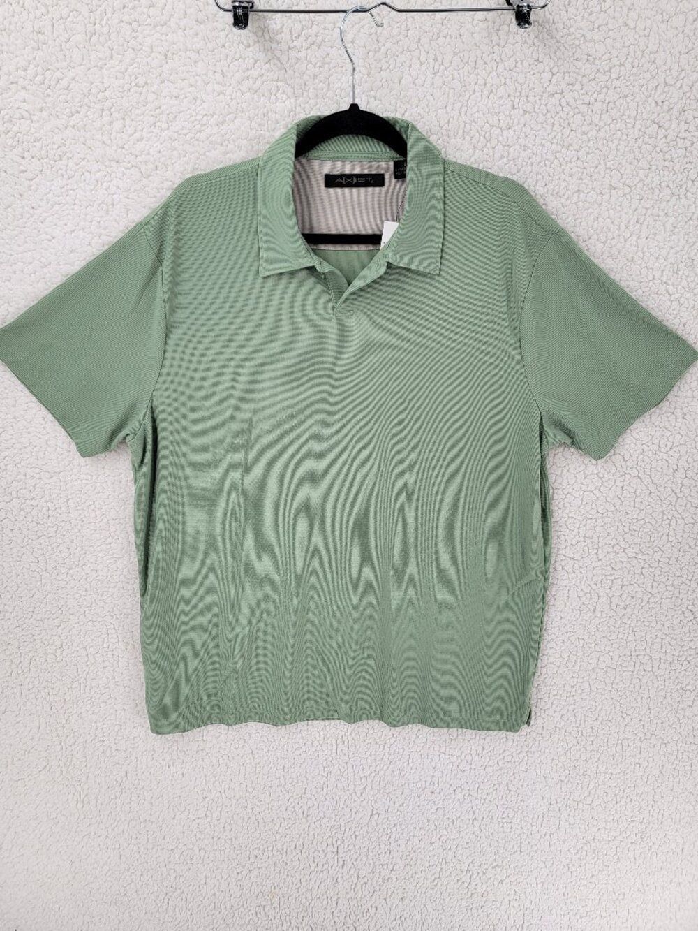 Axist Men's XL Polo Shirt Sage Light Green Textured Knit Short Sleeve Golf